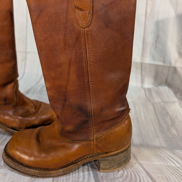 Vintage Double H Boots Brown Leather Campus Style Women - Picture 11 of 15